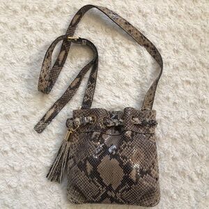 Michael Kors Snake Python Embossed Crossbody Bag Tassel Drawstring
